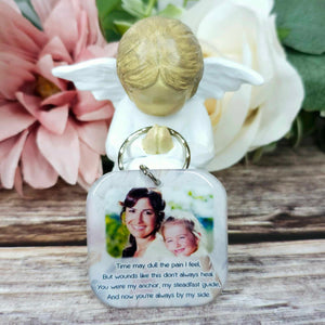 Time may dull the pain i feel square photo keyring, personalised keyring, keepsake