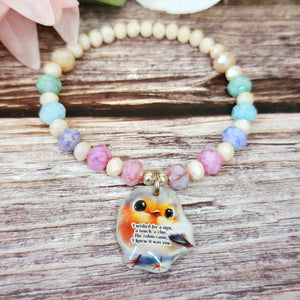 17 cm i wished for a sign robin charm bracelet (49a)