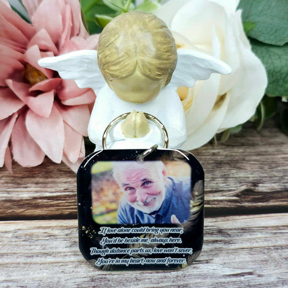 If love alone could bring you near square photo keyring, personalised keyring, keepsake