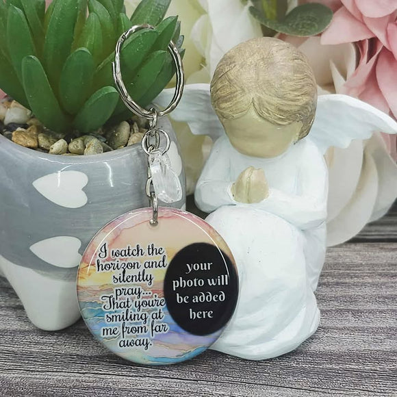 i watch the horizon personalised photo keyring, verse keyring, keepsake