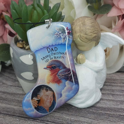 Merry christmas up in heaven personalised stocking ornament keepsake
