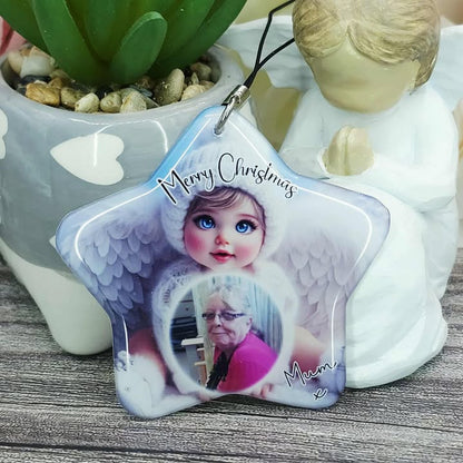 Personalised Merry christmas angel star ornament, Christmas gift, keepsake