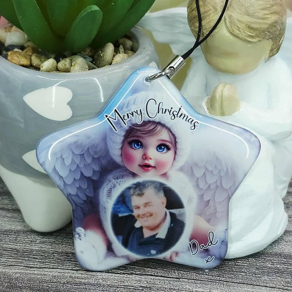 Personalised Merry christmas angel star ornament, Christmas gift, keepsake