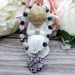 17cm Suspect claims to be broke yet always has money for iced coffee Handmade Beaded Bracelet with Unique Charm – Glass or Gemstone Beads  (153)