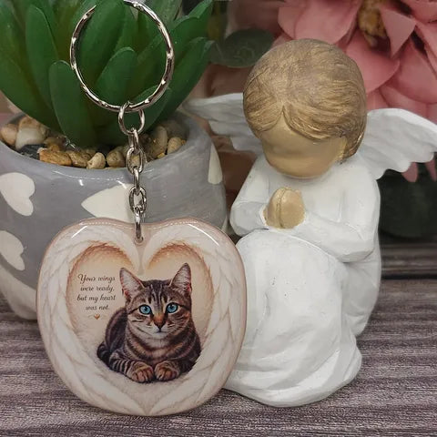 your wings were ready pet wing personalised photo keyring, verse keyring, keepsake