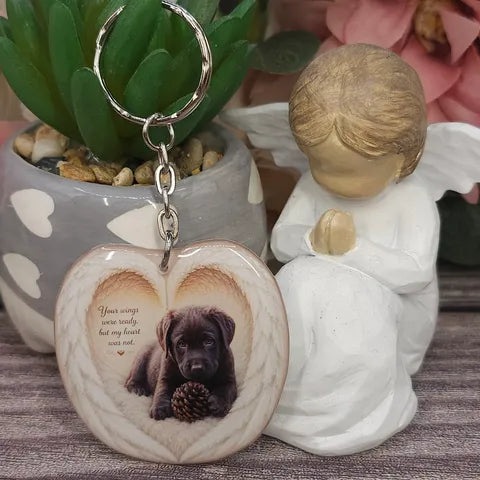your wings were ready pet wing personalised photo keyring, verse keyring, keepsake