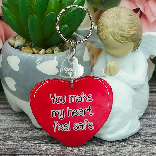 You make my heart feel safe heart keepsake