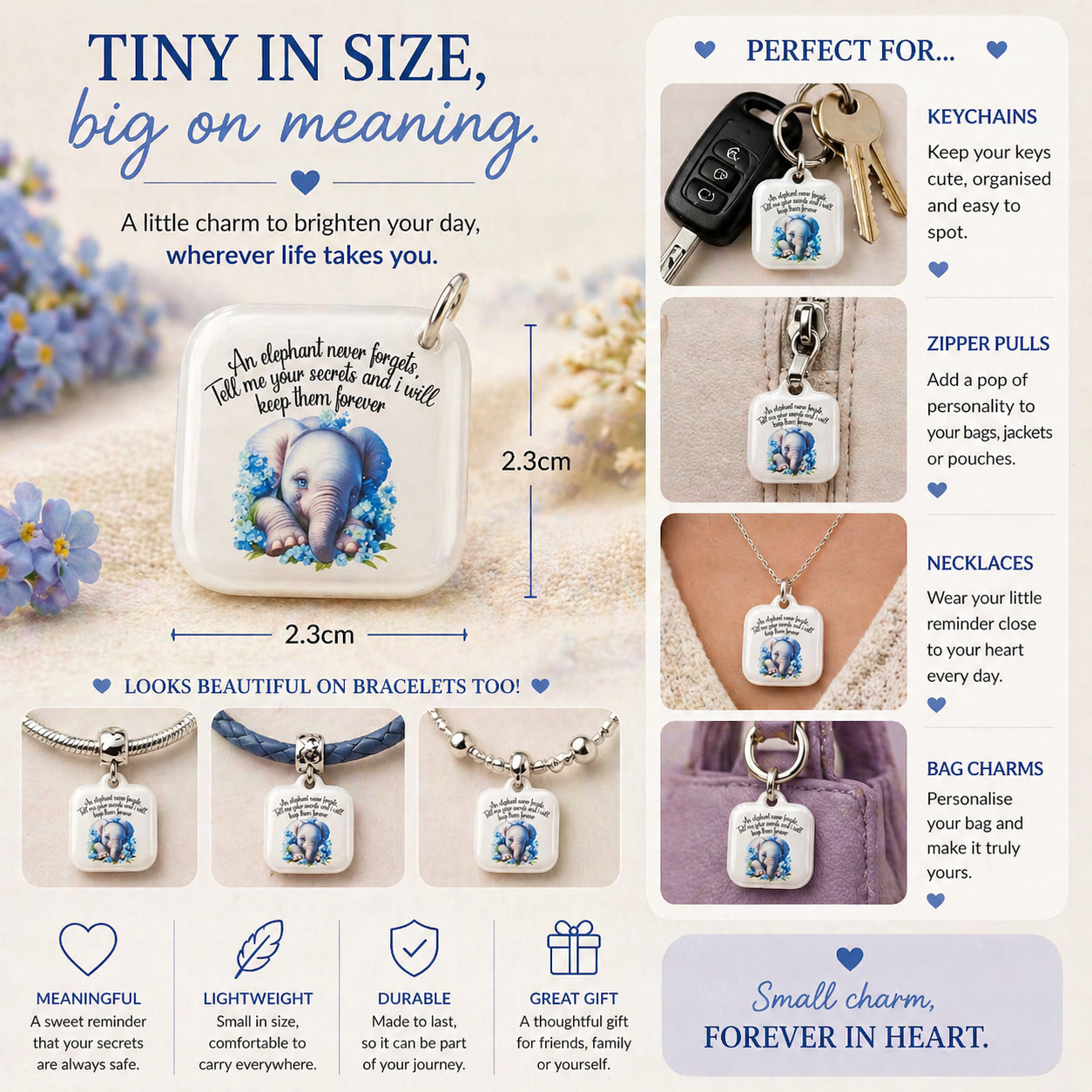DESIGN 4. 2.3cm Square Charm – Funny, Cheeky & Custom Charms | Bracelet, Keyring, Bag Charm UK