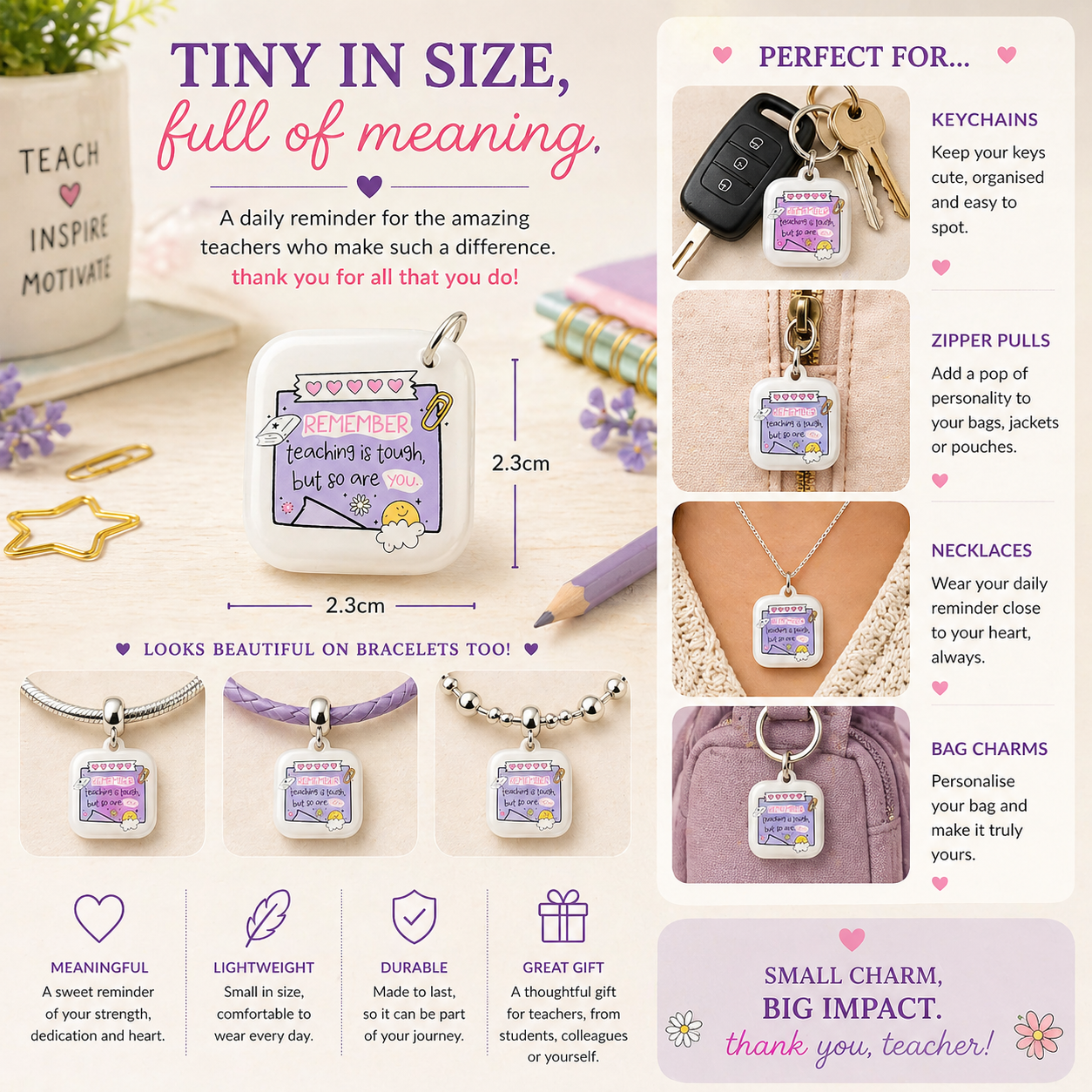 DESIGN 31. 2.3cm Square Charm – Funny, Cheeky & Custom Charms | Bracelet, Keyring, Bag Charm UK