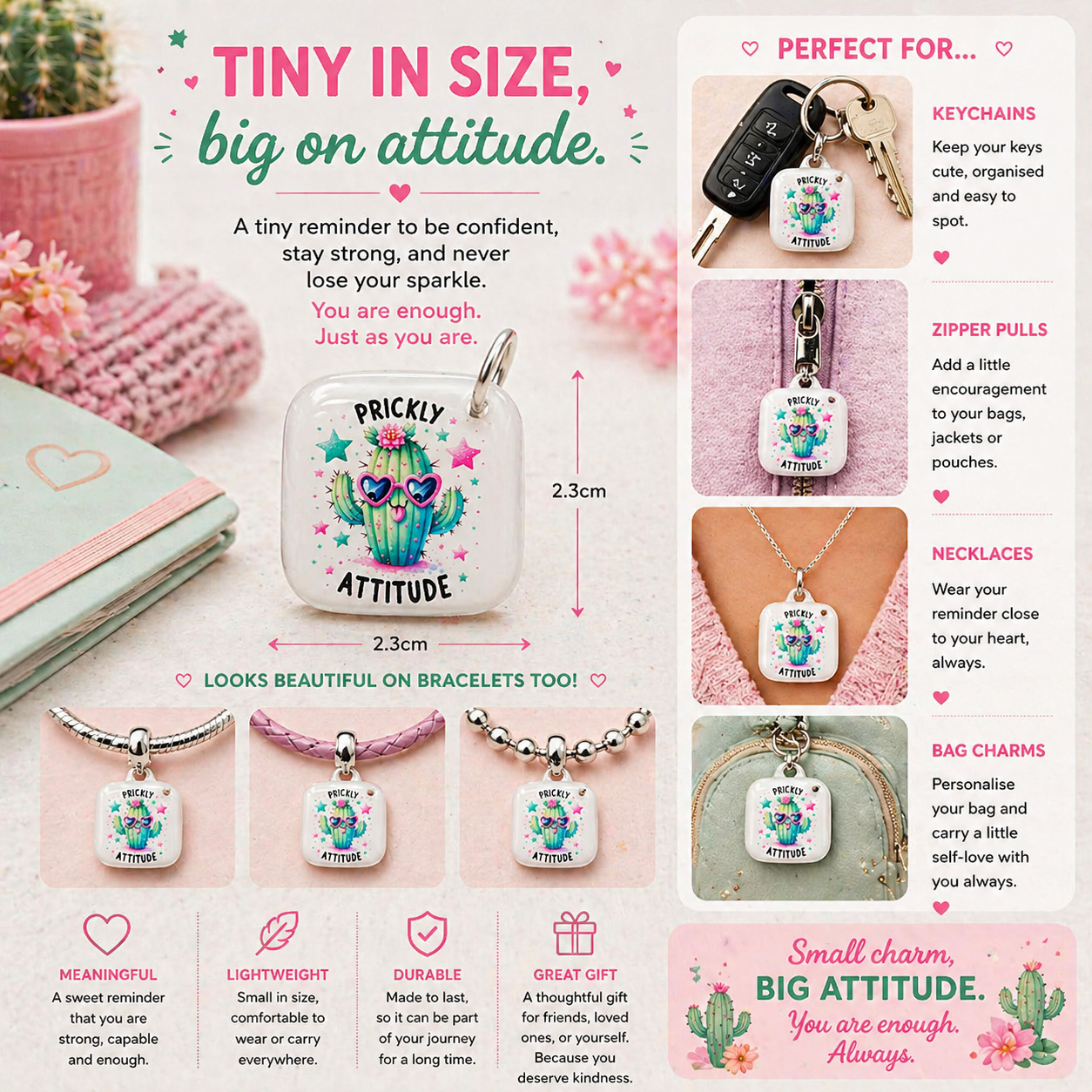 DESIGN 38. 2.3cm Square Charm – Funny, Cheeky & Custom Charms | Bracelet, Keyring, Bag Charm UK