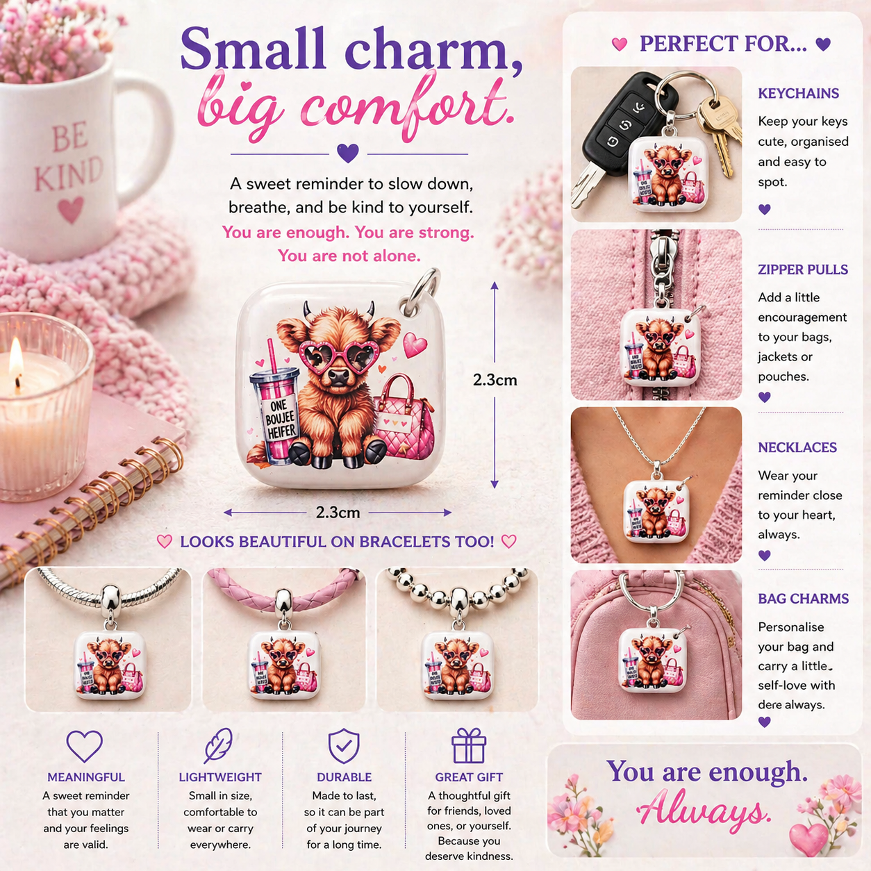 DESIGN 39. 2.3cm Square Charm – Funny, Cheeky & Custom Charms | Bracelet, Keyring, Bag Charm UK