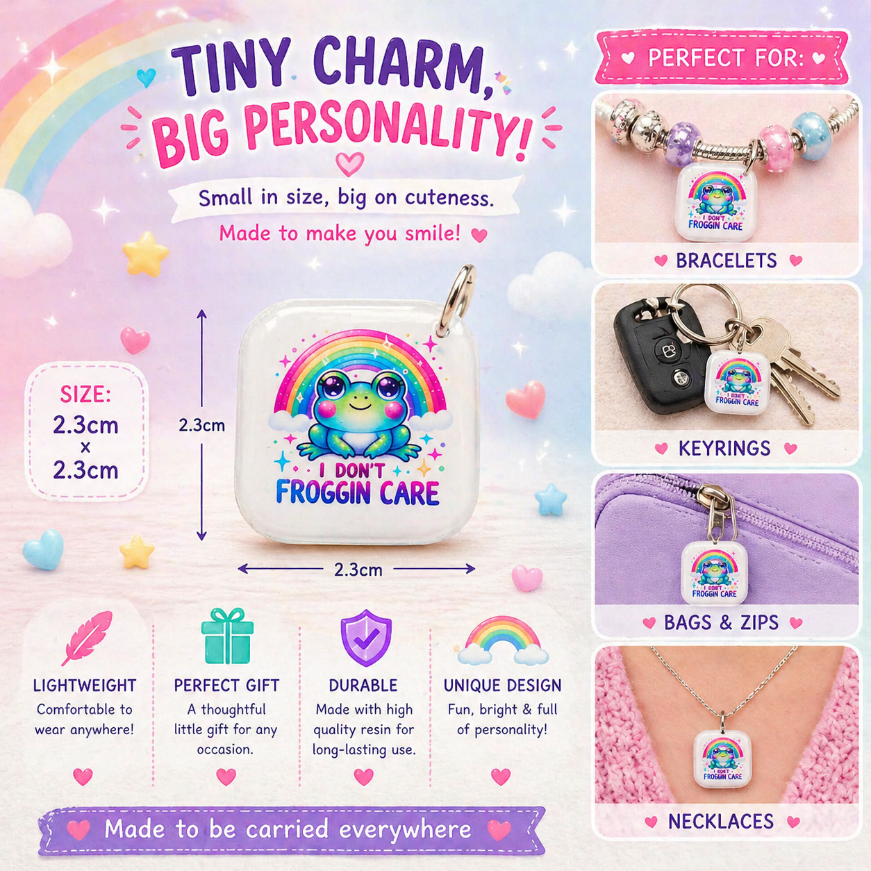 DESIGN 44. 2.3cm Square Charm – Funny, Cheeky & Custom Charms | Bracelet, Keyring, Bag Charm UK
