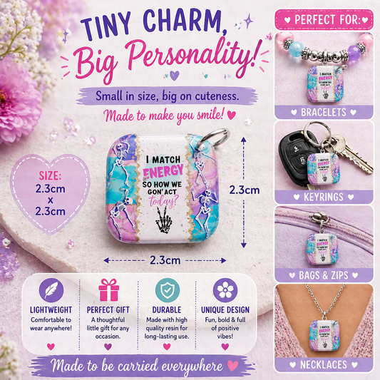 DESIGN 53. 2.3cm Square Charm – Funny, Cheeky & Custom Charms | Bracelet, Keyring, Bag Charm UK