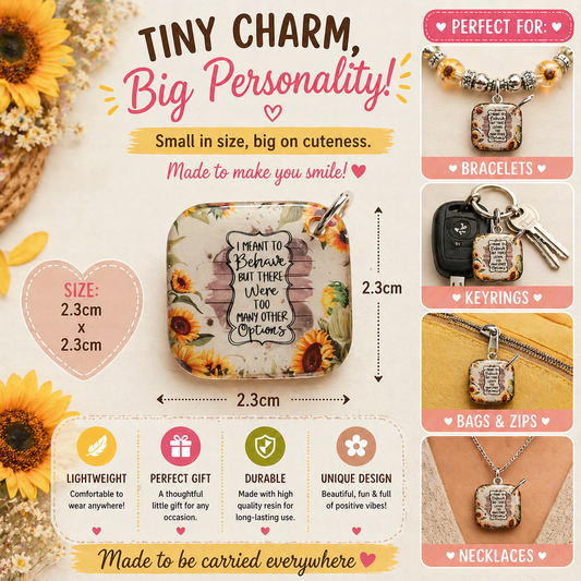 DESIGN 57. 2.3cm Square Charm – Funny, Cheeky & Custom Charms | Bracelet, Keyring, Bag Charm UK