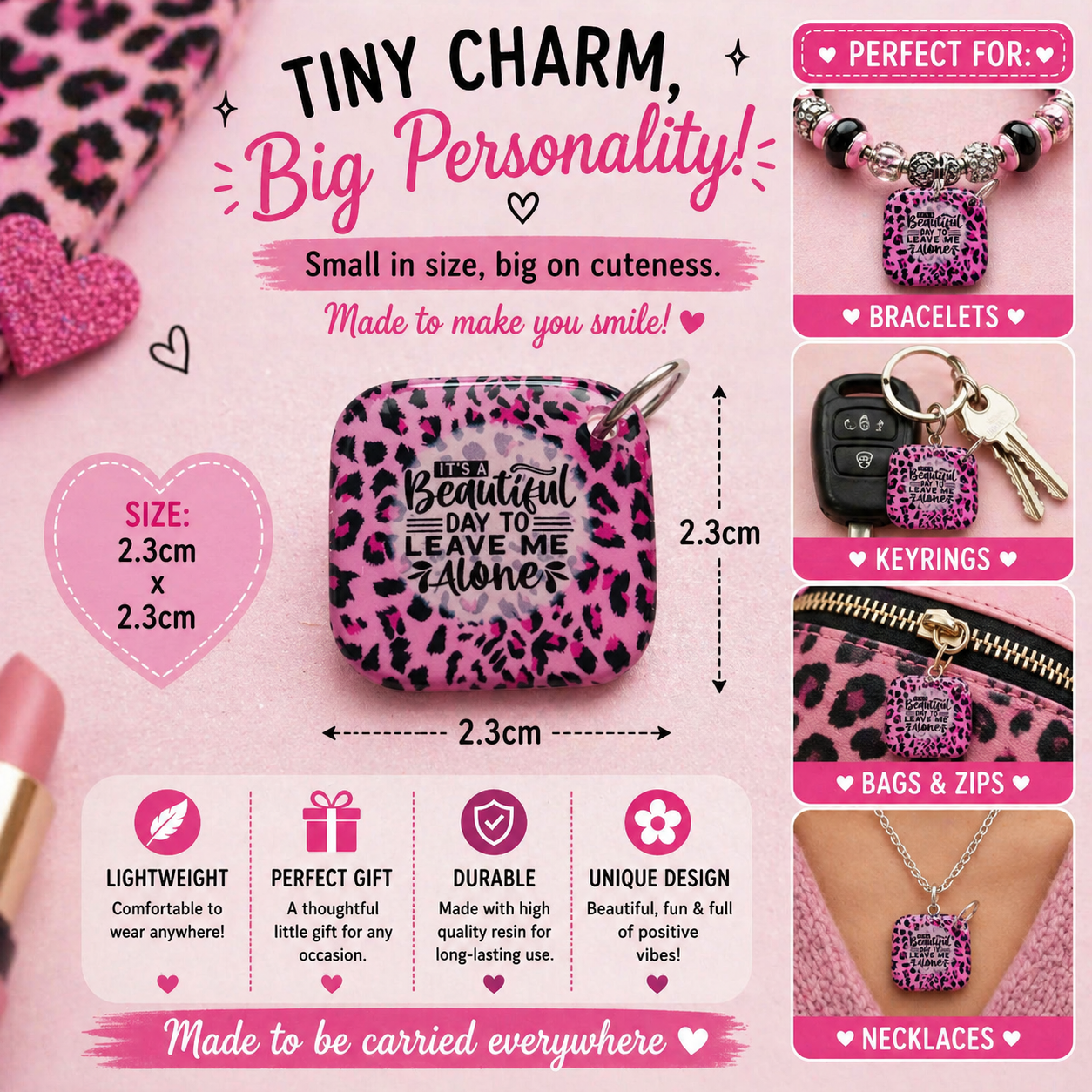 DESIGN 58. 2.3cm Square Charm – Funny, Cheeky & Custom Charms | Bracelet, Keyring, Bag Charm UK