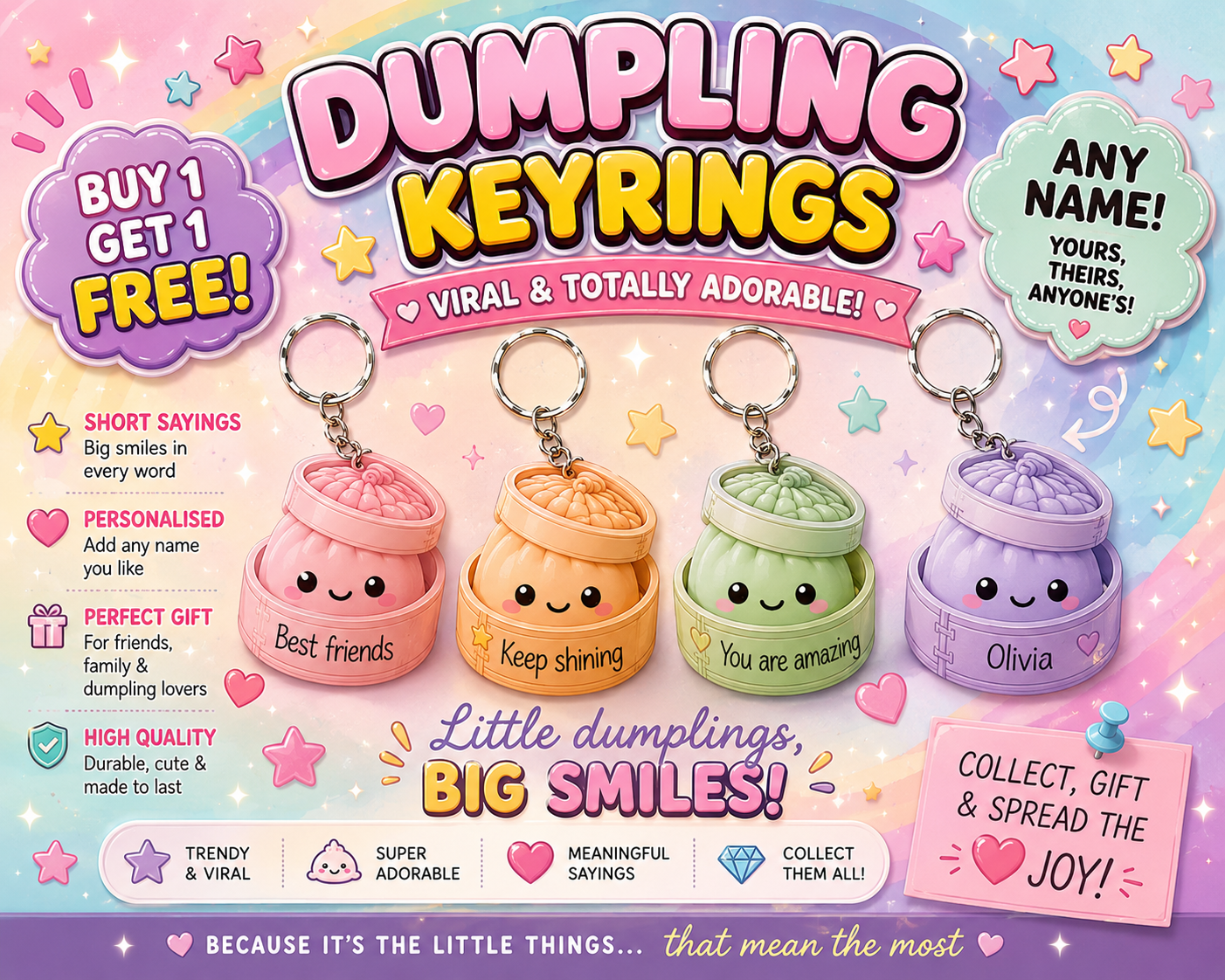 Viral Dumpling Keyring – Cute Resin Charm | 5cm | Multiple Colours