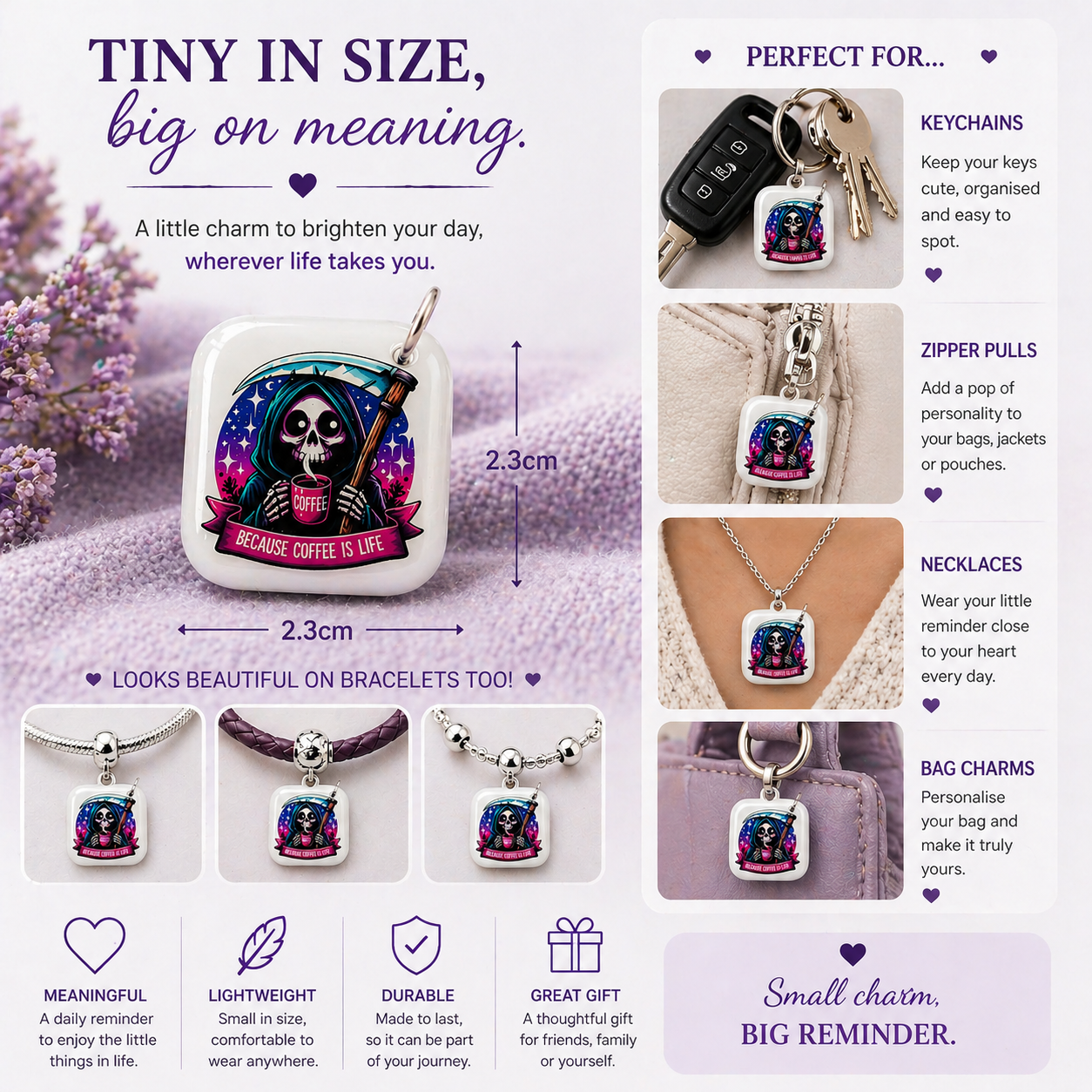 DESIGN 1. 2.3cm Square Charm – Funny, Cheeky & Custom Charms | Bracelet, Keyring, Bag Charm UK