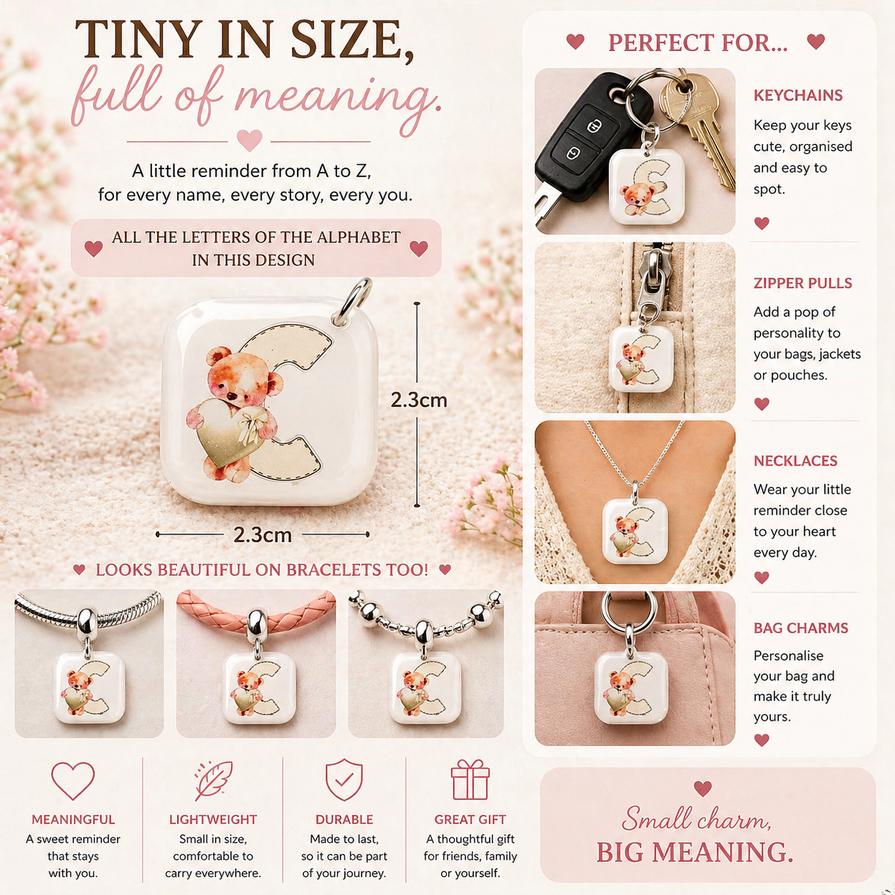 DESIGN 5. 2.3cm Square Charm – Funny, Cheeky & Custom Charms | Bracelet, Keyring, Bag Charm UK