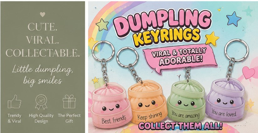 Viral Dumpling Keyring – Cute Resin Charm | 5cm | Multiple Colours