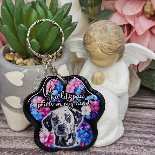 Dalmation you left paw prints on my heart pet paw keyring keepsake