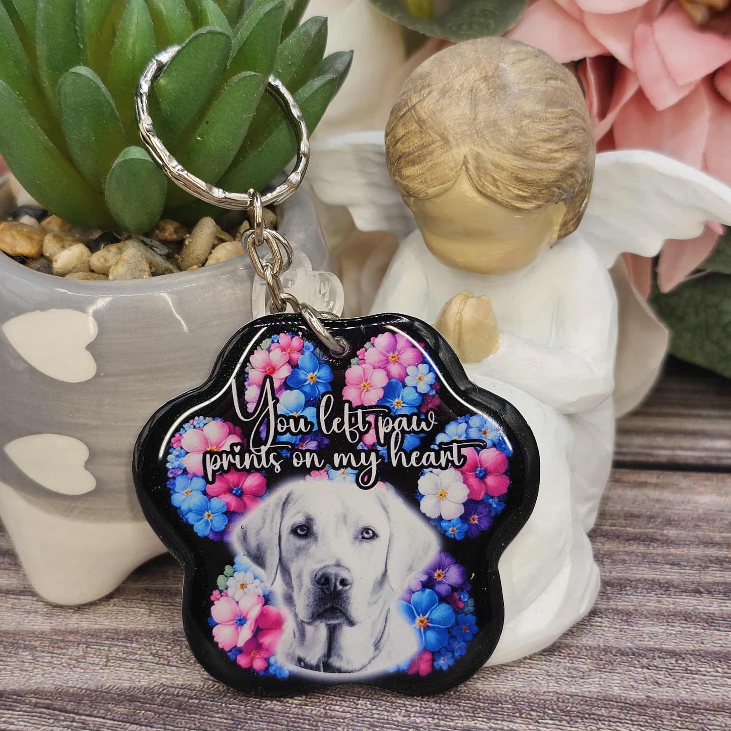 labrador (version 2) you left paw prints on my heart pet paw keyring keepsake