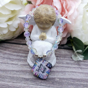 16cm Teaching is a work of the heart Handmade Beaded Bracelet with Unique Charm – Glass or Gemstone Beads  (149)