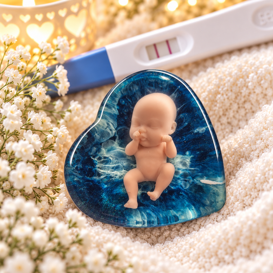 Baby Loss Memorial Heart – Fully formed thumb sucking baby. | Miscarriage Keepsake | A8