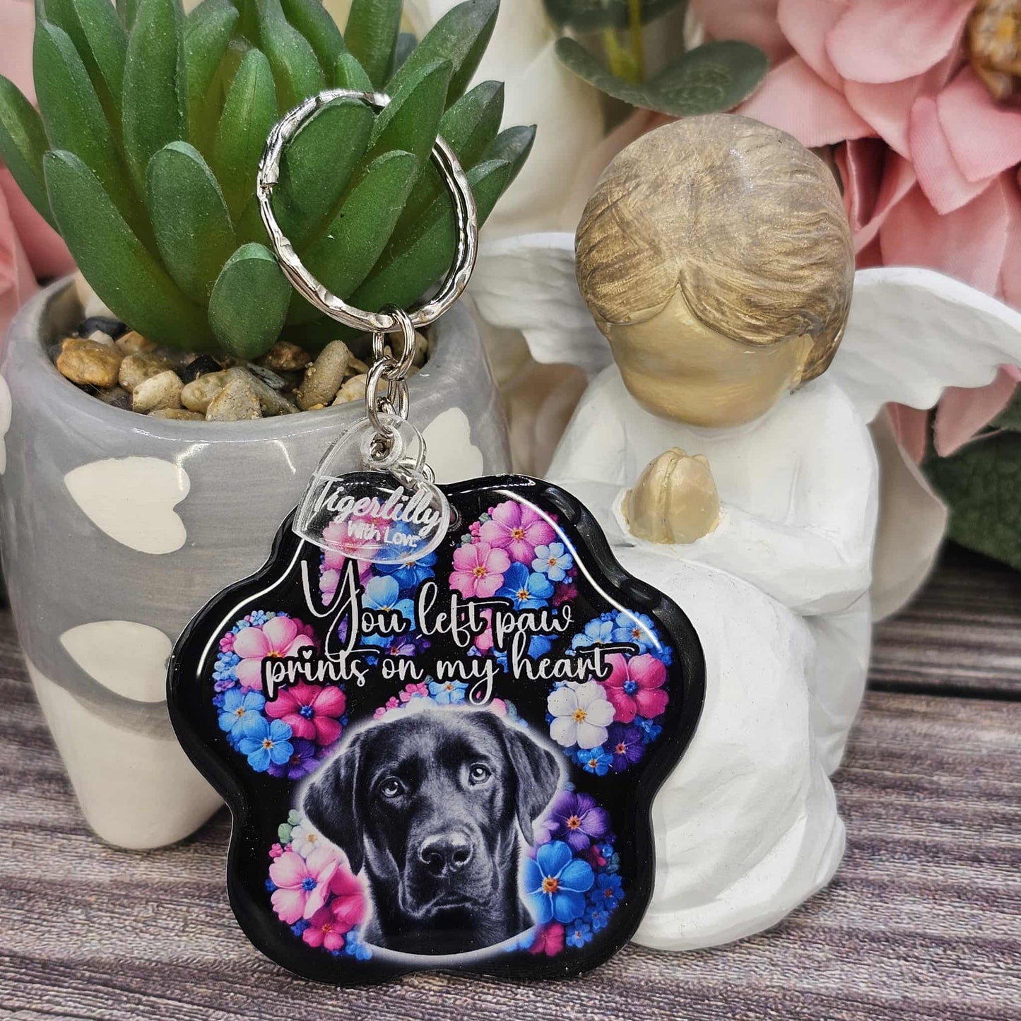 labrador (version 1) you left paw prints on my heart pet paw keyring keepsake