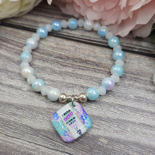 17cm i match energy Handmade Beaded Bracelet with Unique Charm – Glass or Gemstone Beads  (130a)