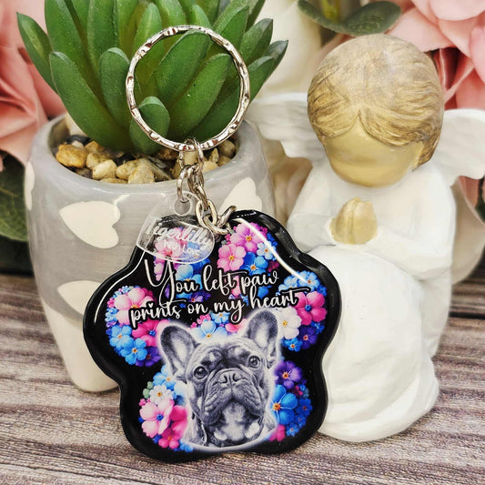 French bulldog (version 2) you left paw prints on my heart pet paw keyring keepsake
