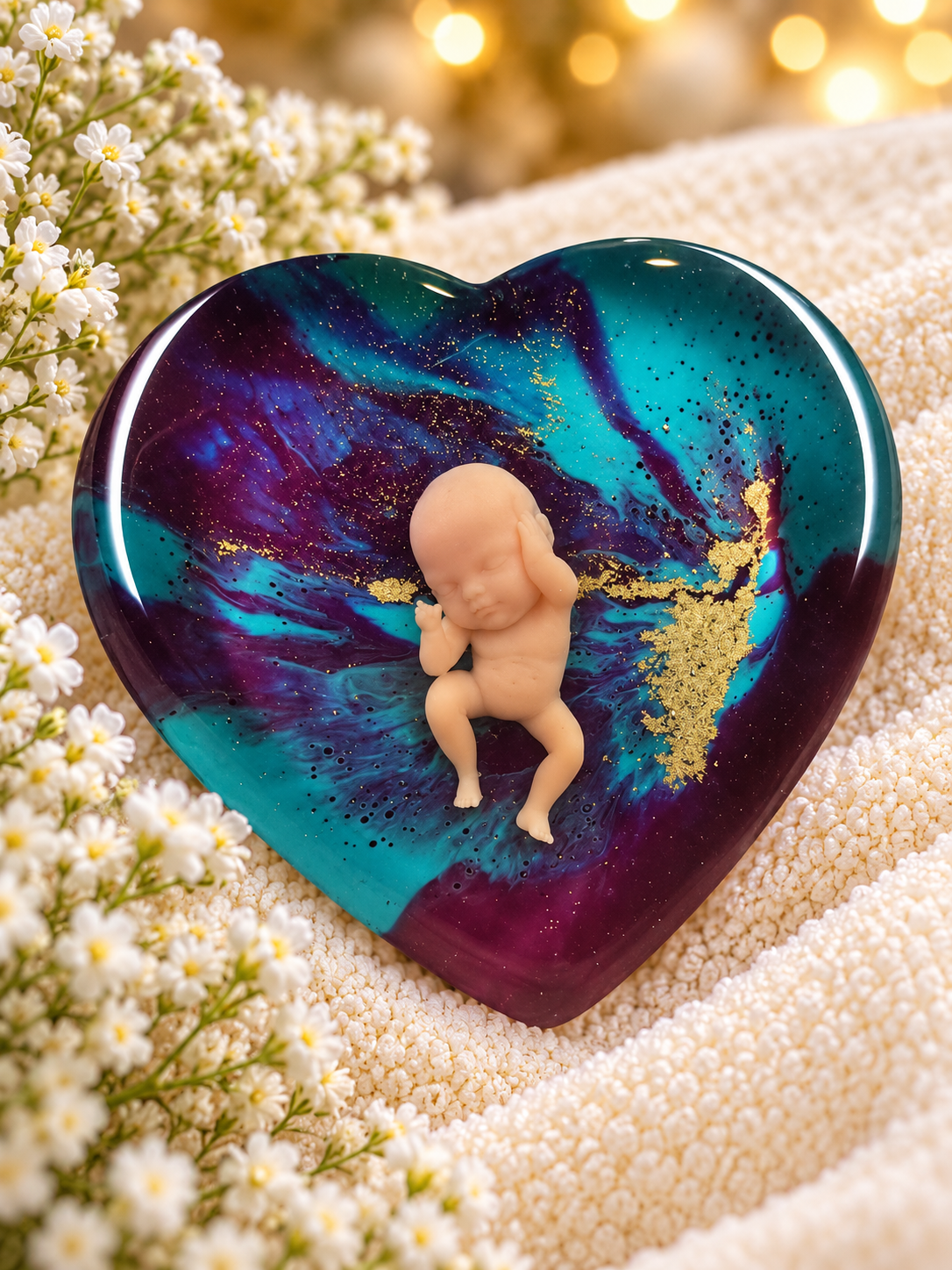 Baby Loss Memorial Heart – Fully formed baby. | Miscarriage Keepsake | A15