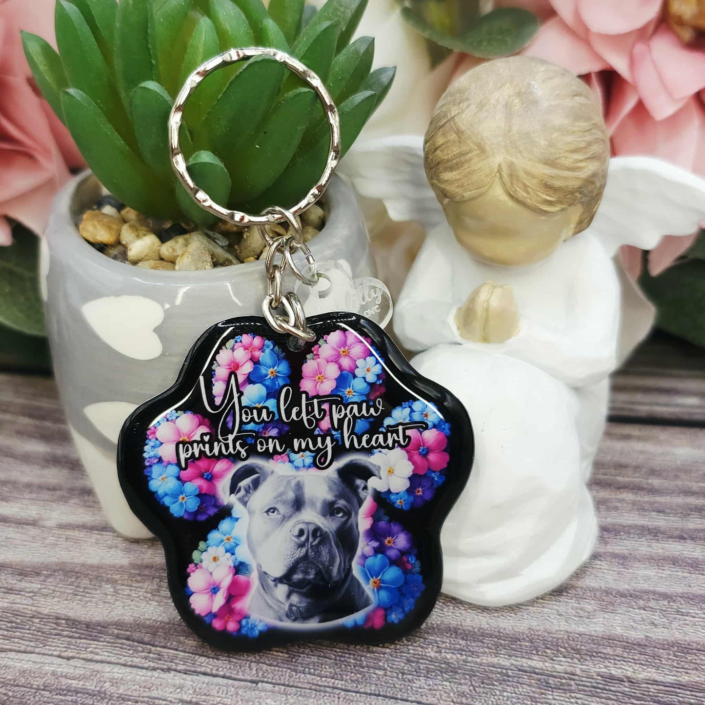 American bully (version 1) you left paw prints on my heart pet paw keyring keepsake