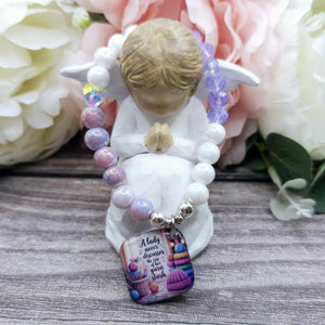 16cm A lady never discusses the size of her yarn stash Handmade Beaded Bracelet with Unique Charm – Glass or Gemstone Beads  (147)
