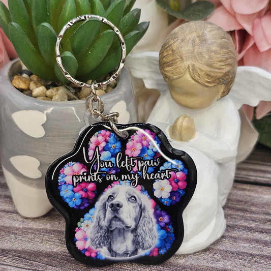 Cocker spaniel (version 2) you left paw prints on my heart pet paw keyring keepsake