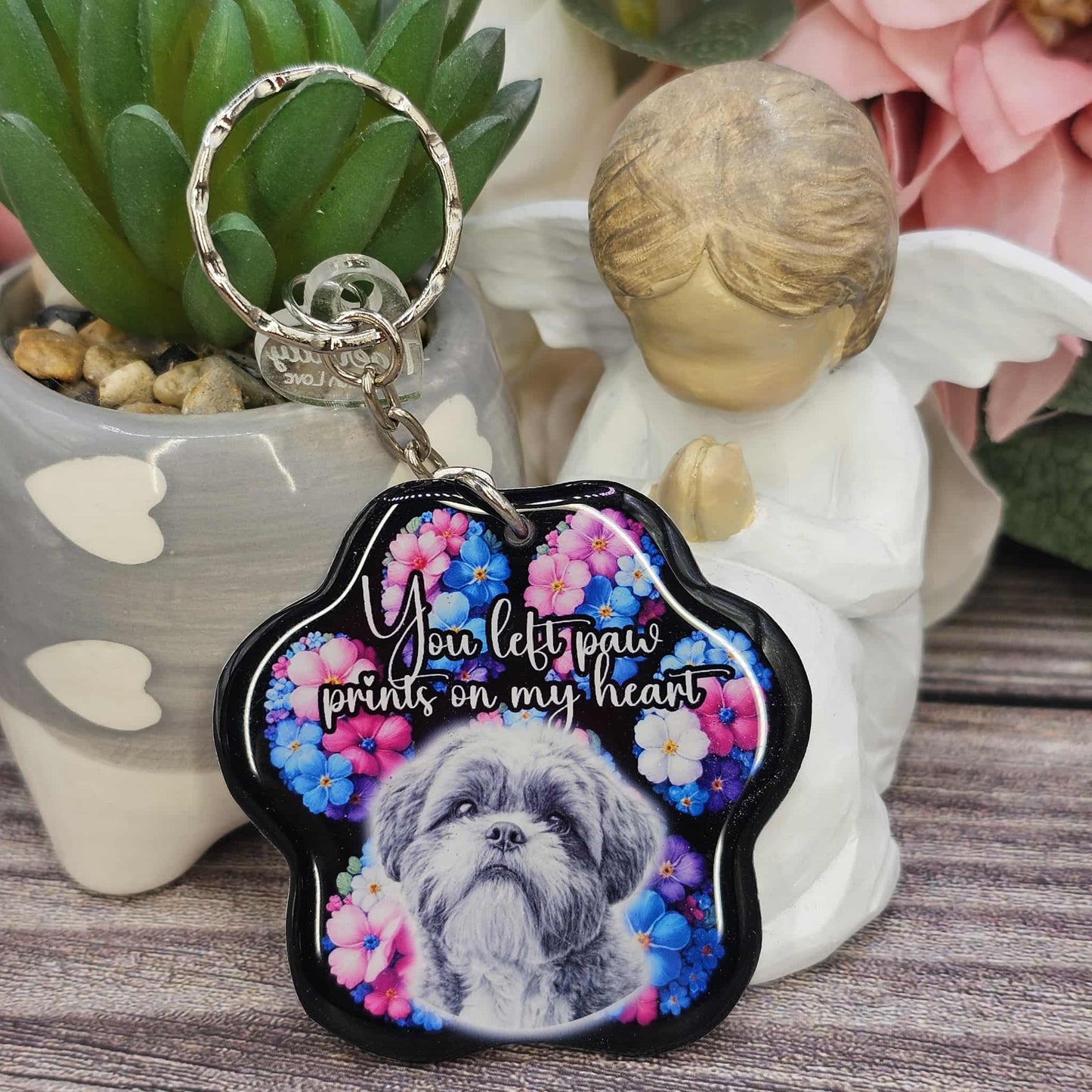 Shitzu you left paw prints on my heart pet paw keyring keepsake