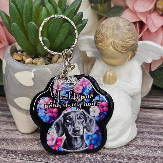 Dachshund (version 1) you left paw prints on my heart pet paw keyring keepsake
