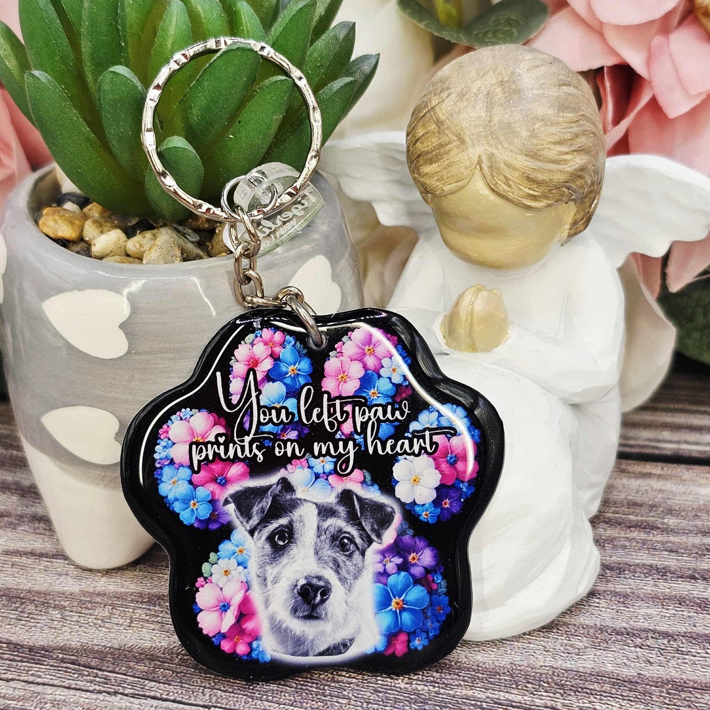 Jack russell you left paw prints on my heart pet paw keyring keepsake