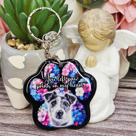 Jack russell you left paw prints on my heart pet paw keyring keepsake
