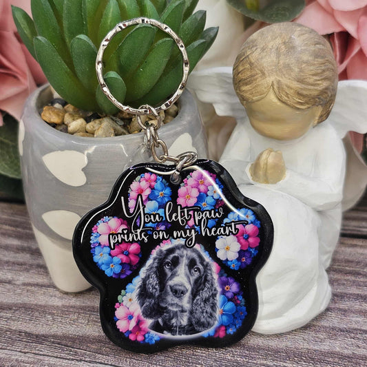 Cocker spaniel (version 1) you left paw prints on my heart pet paw keyring keepsake