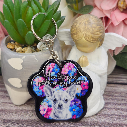 Chihuahua (version 2) you left paw prints on my heart pet paw keyring keepsake