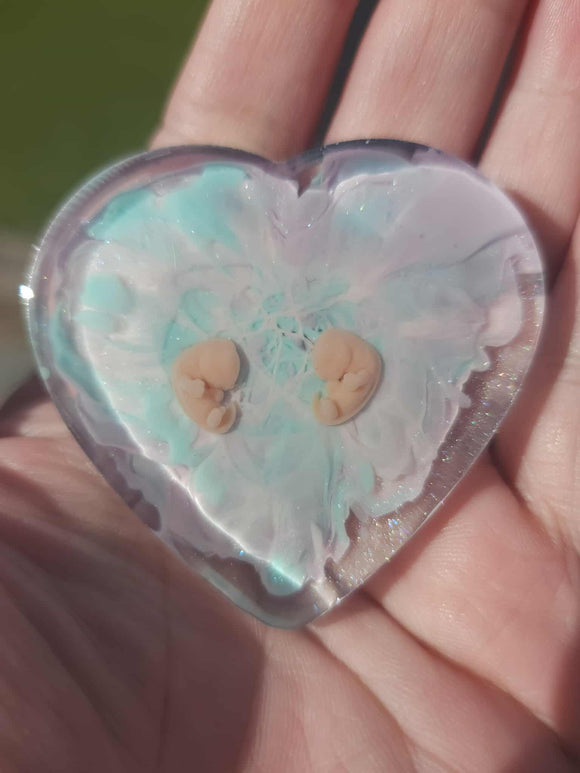 Twin 7 week Baby Loss Remembrance Heart – 54mm (A74)