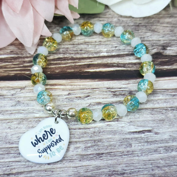 15cm Handmade Beaded Bracelet with Unique Charm – Glass or Gemstone Beads (19a)