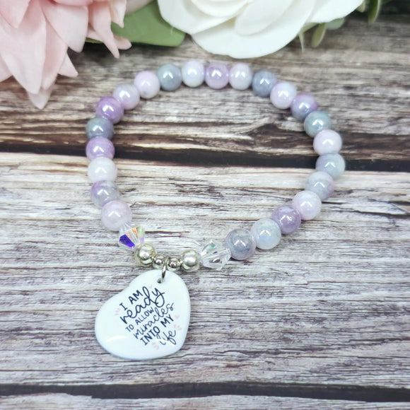 18cm Handmade Beaded Bracelet with Unique Charm – Glass or Gemstone Beads (24a)