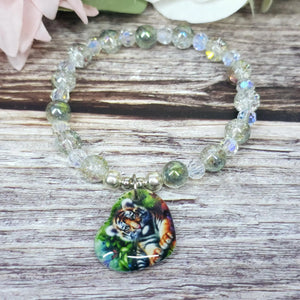 16cm Handmade Beaded Bracelet with Unique Charm – Glass or Gemstone Beads  (51a)