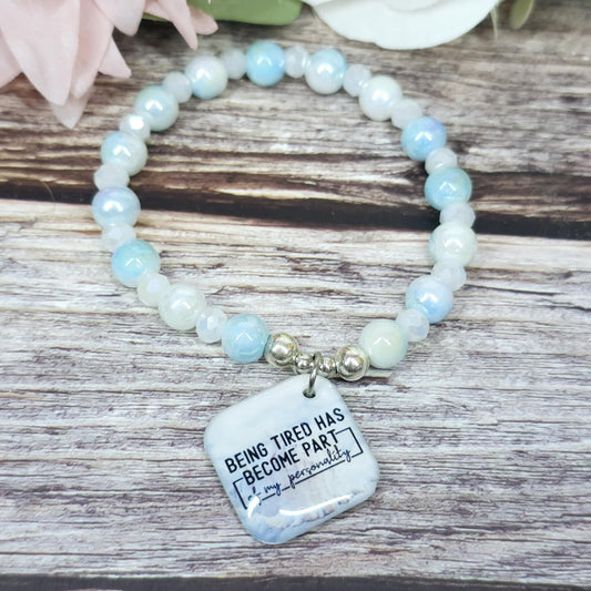 17cm Handmade Beaded Bracelet with Unique Charm – Glass or Gemstone Beads (61a)