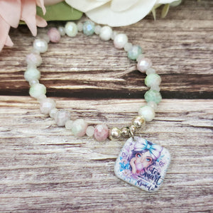 16cm Little bit dramatic Handmade Beaded Bracelet with Unique Charm – Glass or Gemstone Beads  (109a)