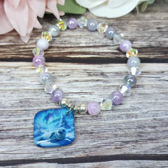 18cm Handmade Beaded Bracelet with Unique Charm – Glass or Gemstone Beads (21a)