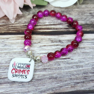 16cm Handmade Beaded Bracelet with Unique Charm – Glass or Gemstone Beads (31a)