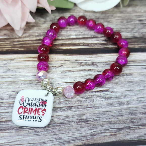 16cm Handmade Beaded Bracelet with Unique Charm – Glass or Gemstone Beads (31a)