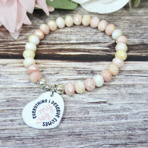 16cm Handmade Beaded Bracelet with Unique Charm – Glass or Gemstone Beads (56a)